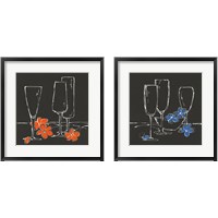 Framed 'Wine Glasses on Black 2 Piece Framed Art Print Set' border=