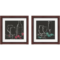 Framed 'Wine Glasses on Black 2 Piece Framed Art Print Set' border=