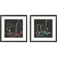 Framed 'Wine Glasses on Black 2 Piece Framed Art Print Set' border=