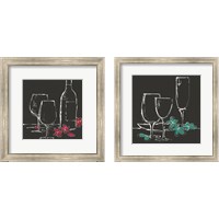 Framed 'Wine Glasses on Black 2 Piece Framed Art Print Set' border=