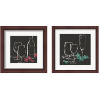 Framed 'Wine Glasses on Black 2 Piece Framed Art Print Set' border=