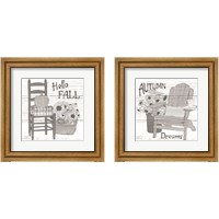 Framed 'Fall Cabin 2 Piece Framed Art Print Set' border=