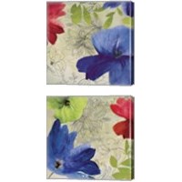 Framed 'Indigo Flower 2 Piece Canvas Print Set' border=