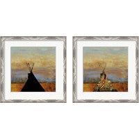 Framed 'Blue Face & Falling Feather 2 Piece Framed Art Print Set' border=