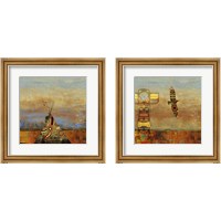 Framed 'Blue Face & Falling Feather 2 Piece Framed Art Print Set' border=