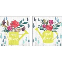 Framed 'April Showers & May Flowers 2 Piece Art Print Set' border=