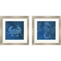 Framed 'Navy Sea Life 2 Piece Framed Art Print Set' border=