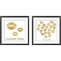 Framed 'I Love you Gold Lips 2 Piece Framed Art Print Set' border=