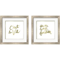 Framed 'Gold on White 2 Piece Framed Art Print Set' border=