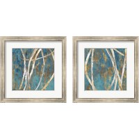 Framed 'Teal Abstract 2 Piece Framed Art Print Set' border=