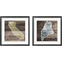 Framed 'US State Rustic Maps 2 Piece Framed Art Print Set' border=