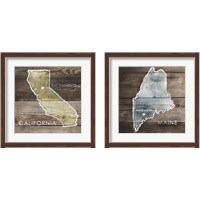 Framed 'US State Rustic Maps 2 Piece Framed Art Print Set' border=