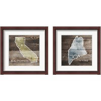 Framed 'US State Rustic Maps 2 Piece Framed Art Print Set' border=