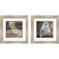 Framed 'US State Rustic Maps 2 Piece Framed Art Print Set' border=