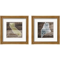 Framed 'US State Rustic Maps 2 Piece Framed Art Print Set' border=