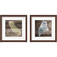 Framed 'US State Rustic Maps 2 Piece Framed Art Print Set' border=