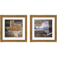 Framed 'US State Rustic Maps 2 Piece Framed Art Print Set' border=