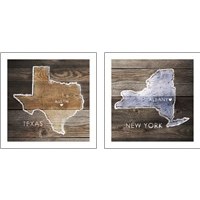Framed 'US State Rustic Maps 2 Piece Art Print Set' border=
