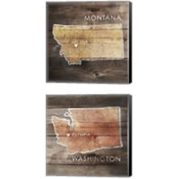Framed 'US State Rustic Maps 2 Piece Canvas Print Set' border=