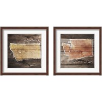 Framed 'US State Rustic Maps 2 Piece Framed Art Print Set' border=