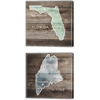 Framed 'US State Rustic Maps 2 Piece Canvas Print Set' border=