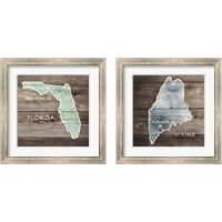 Framed 'US State Rustic Maps 2 Piece Framed Art Print Set' border=