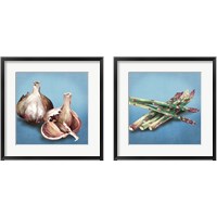 Framed 'Veggie on Blue 2 Piece Framed Art Print Set' border=