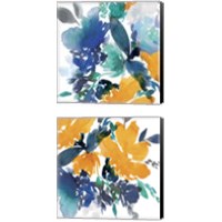 Framed 'Indigo Flower 2 Piece Canvas Print Set' border=
