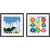 Framed 'New York City Life NYC 2 Piece Framed Art Print Set' border=