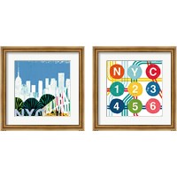 Framed 'New York City Life NYC 2 Piece Framed Art Print Set' border=