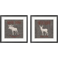 Framed 'Soft Lodge Dark with Red 2 Piece Framed Art Print Set' border=