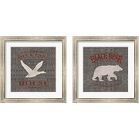 Framed 'Soft Lodge Dark with Red 2 Piece Framed Art Print Set' border=