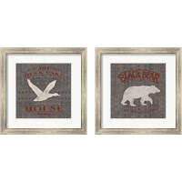 Framed 'Soft Lodge Dark with Red 2 Piece Framed Art Print Set' border=