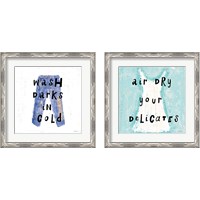 Framed 'Laundry Rules 2 Piece Framed Art Print Set' border=