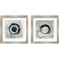 Framed 'Zen Circle with Teal 2 Piece Framed Art Print Set' border=