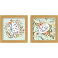 Framed 'Retro Garden Mint2 Piece Framed Art Print Set' border=