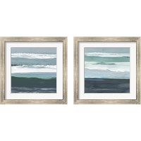 Framed 'Teal Sea 2 Piece Framed Art Print Set' border=