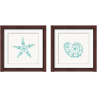 Framed 'Sea Charms Teal 2 Piece Framed Art Print Set' border=