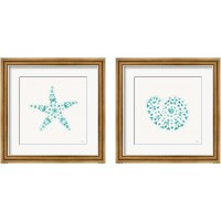 Framed 'Sea Charms Teal 2 Piece Framed Art Print Set' border=