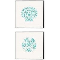 Framed 'Sea Charms Teal 2 Piece Canvas Print Set' border=