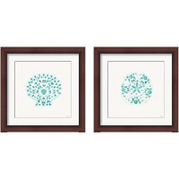 Framed 'Sea Charms Teal 2 Piece Framed Art Print Set' border=