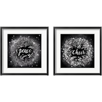 Framed 'Frosty Christmas Words 2 Piece Framed Art Print Set' border=