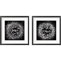 Framed 'Frosty Christmas Words 2 Piece Framed Art Print Set' border=