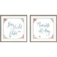 Framed 'Spirit Stallion Blush and Teal 2 Piece Framed Art Print Set' border=