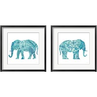 Framed 'Boho Teal Elephant 2 Piece Framed Art Print Set' border=