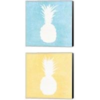 Framed 'Tropical Fun Pineapple Silhouette 2 Piece Canvas Print Set' border=