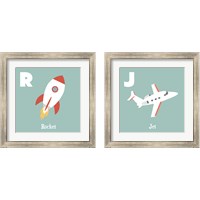 Framed 'Transportation Alphabet 2 Piece Framed Art Print Set' border=