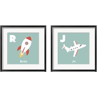 Framed 'Transportation Alphabet 2 Piece Framed Art Print Set' border=