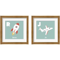 Framed 'Transportation Alphabet 2 Piece Framed Art Print Set' border=