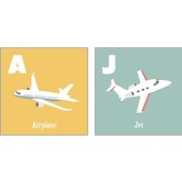 Framed 'Transportation Alphabet 2 Piece Art Print Set' border=